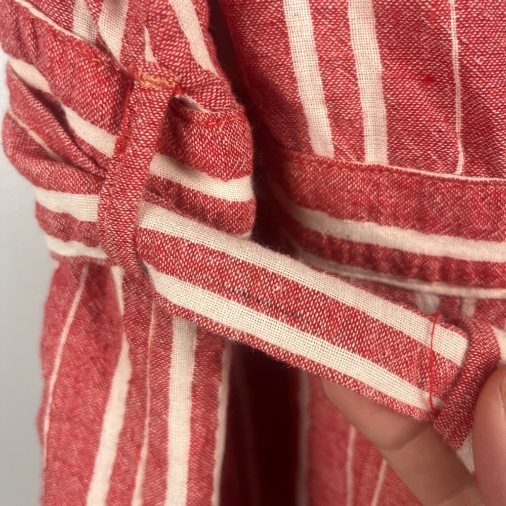Ett Twa Anthropologie Robin Red White Stripe Seersucker Wideleg Jumpsuit size XS - Picture 5 of 8